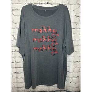 Holiday Christmas Women’s Plus Size T-Shirt Merry Merry Merry Size 4X Grey EUC